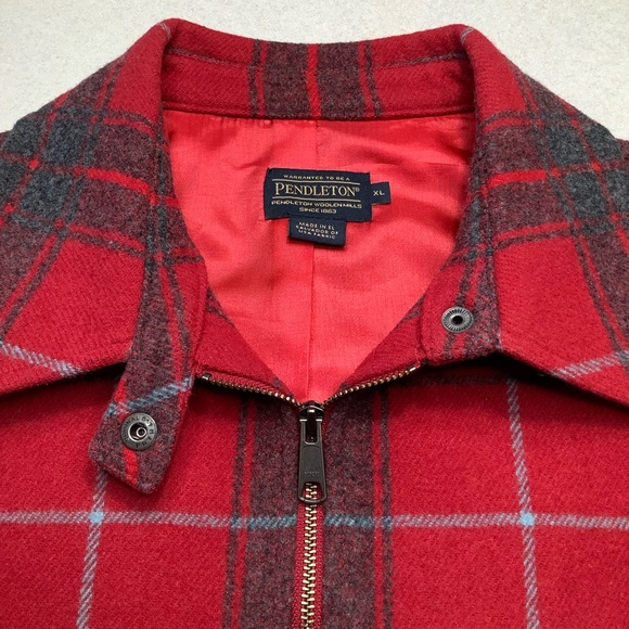 ❗️SOLD❗️Pendleton Crop Zip Wool Plaid Jacket XL Red Multi Plaid Lambs/Wool - Picture 3 of 8